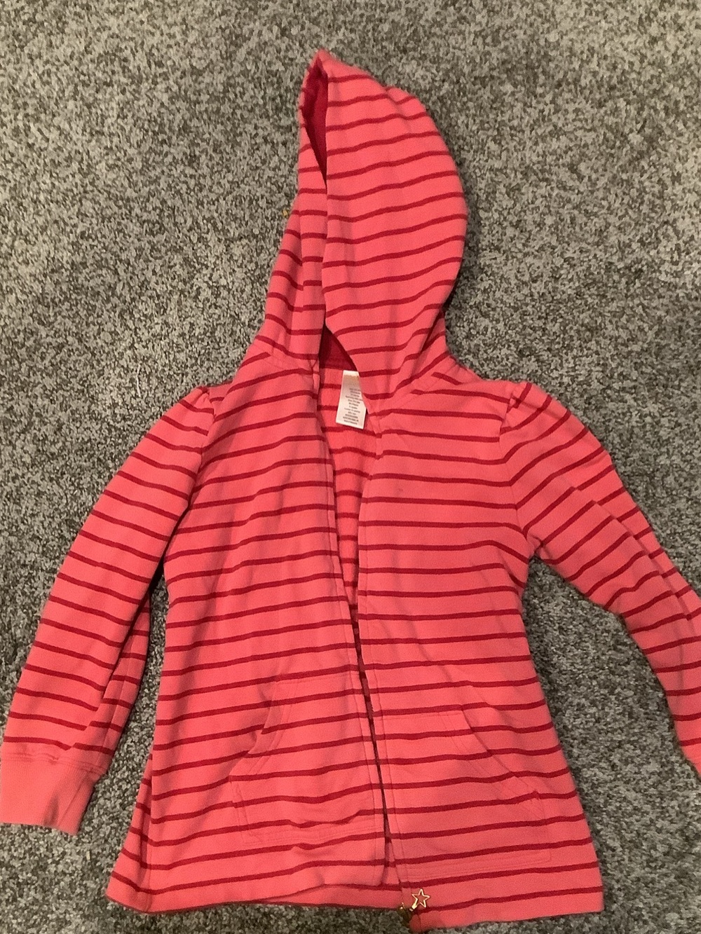 Gymboree Coral & Dark Pink Striped Hooded Zip Jacket